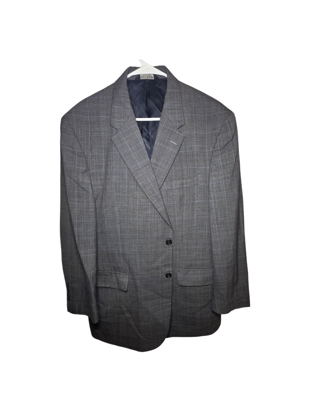 Jos. A. Bank Gray Plaid Windowpane Wool Sport Coat Blazer Jacket 48R